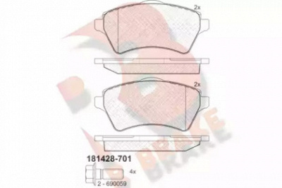 R BRAKE rb1428701 -  Комплект тормозных колодок, дисковый тормоз